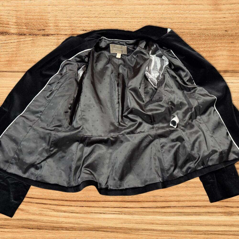 Banana Republic Black Velvet Puff Shoulder Tailored Blazer Jacket Size 10 - Picture 6 of 11